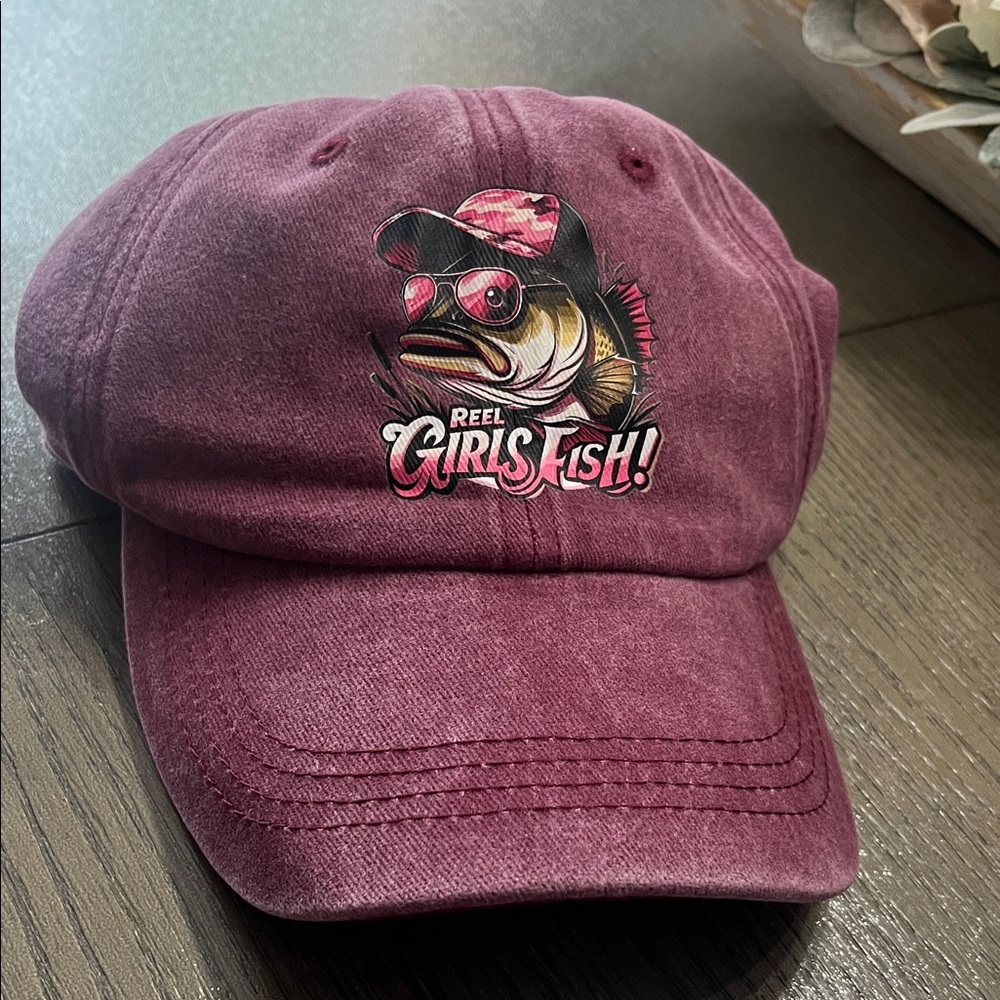 Maroon Denim adjustable  Girls Love Fishing Hat 🎣🆕🎣 A - 5 for $25 item